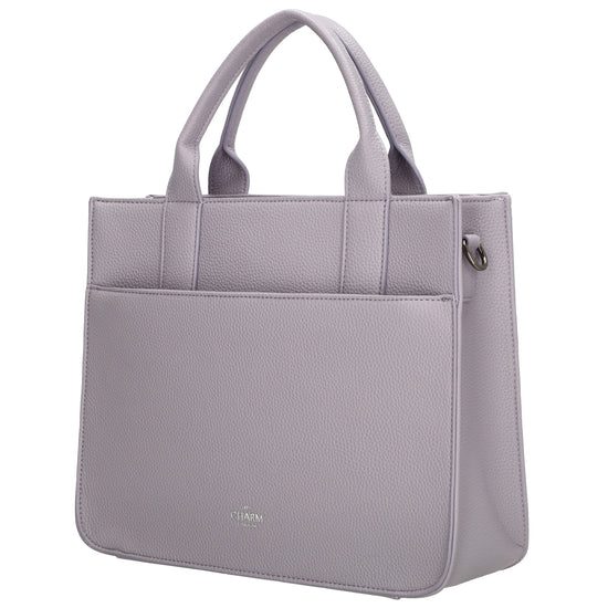 Shopper 30x24,5cm in Flieder mit Reißverschluss und Kurzgriff - leder-accessoires.com