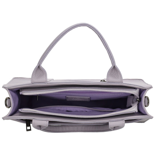Shopper 30x24,5cm in Flieder mit Reißverschluss und Kurzgriff - leder-accessoires.com