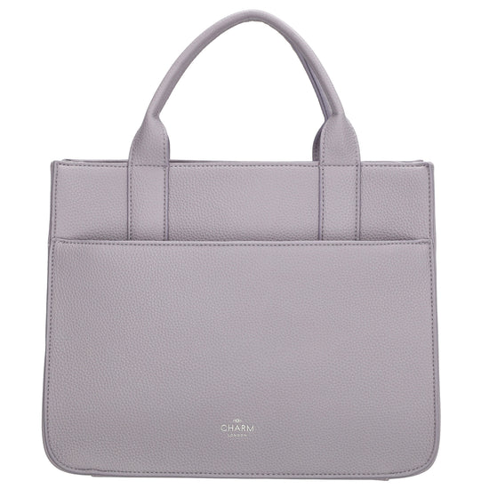 Shopper 30x24,5cm in Flieder mit Reißverschluss und Kurzgriff - leder-accessoires.com