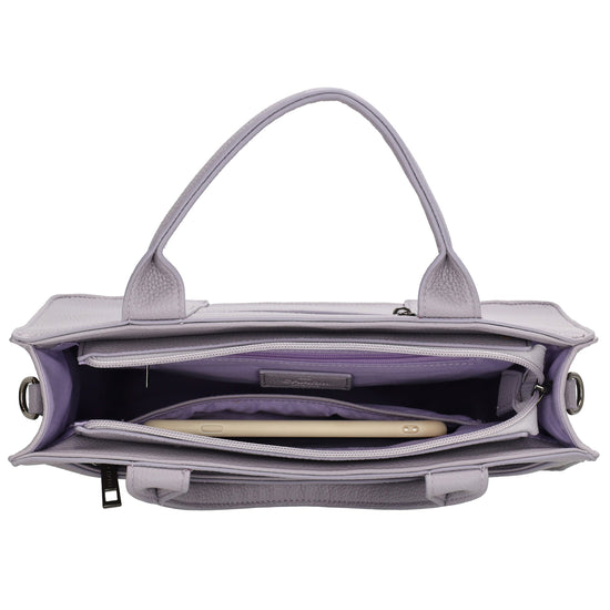 Shopper 30x24,5cm in Flieder mit Reißverschluss und Kurzgriff - leder-accessoires.com