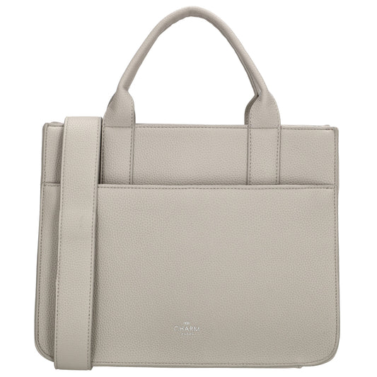 Shopper 30x24,5cm in Hellgrau mit Reißverschluss und Kurzgriff