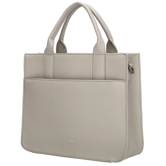 Shopper 30x24,5cm in Hellgrau mit Reißverschluss und Kurzgriff - leder-accessoires.com