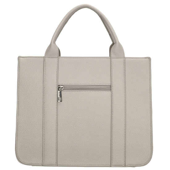 Shopper 30x24,5cm in Hellgrau mit Reißverschluss und Kurzgriff - leder-accessoires.com