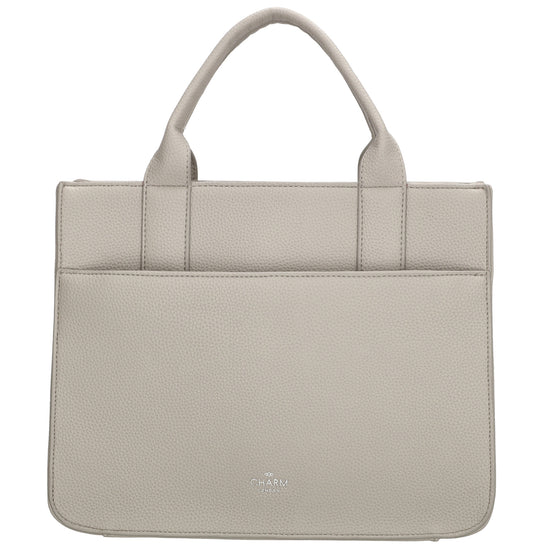 Shopper 30x24,5cm in Hellgrau mit Reißverschluss und Kurzgriff - leder-accessoires.com
