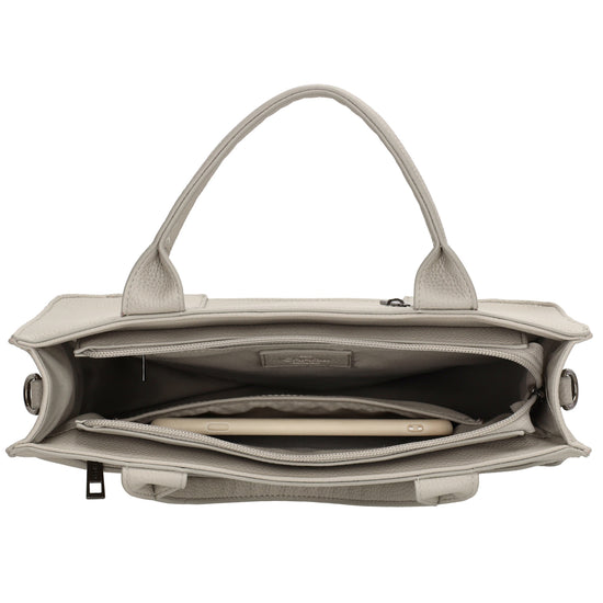 Shopper 30x24,5cm in Hellgrau mit Reißverschluss und Kurzgriff - leder-accessoires.com