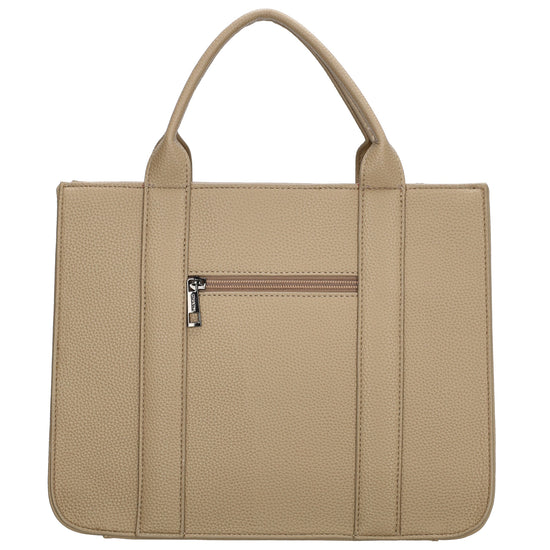Shopper 30x24,5cm in Helltaupe mit Reißverschluss und Kurzgriff - leder-accessoires.com