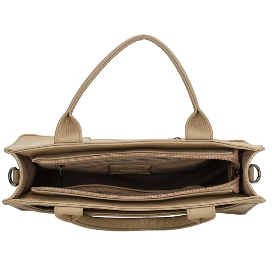 Shopper 30x24,5cm in Helltaupe mit Reißverschluss und Kurzgriff - leder-accessoires.com