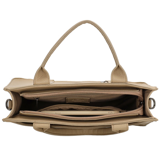 Shopper 30x24,5cm in Helltaupe mit Reißverschluss und Kurzgriff - leder-accessoires.com