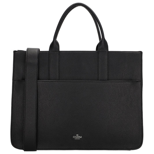 Shopper 40x29,5cm in Schwarz mit Reißverschluss und Kurzgriff