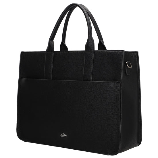 Shopper 40x29,5cm in Schwarz mit Reißverschluss und Kurzgriff - leder-accessoires.com