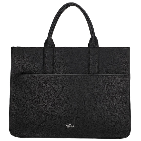 Shopper 40x29,5cm in Schwarz mit Reißverschluss und Kurzgriff - leder-accessoires.com