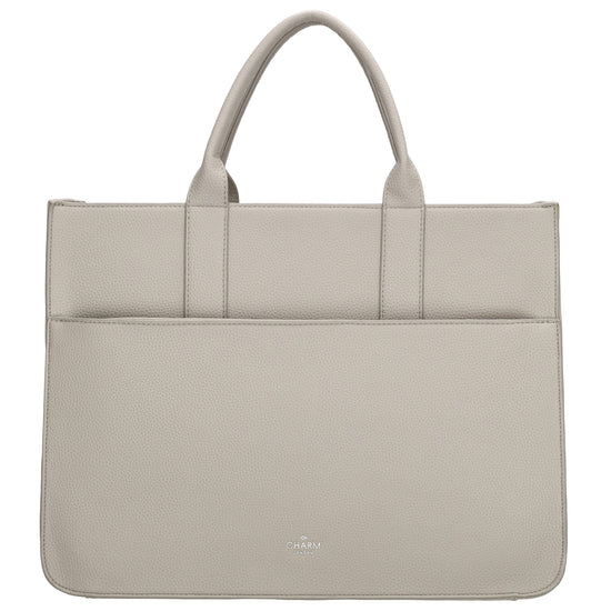 Shopper 40x29,5cm in Hellgrau mit Reißverschluss und Kurzgriff - leder-accessoires.com