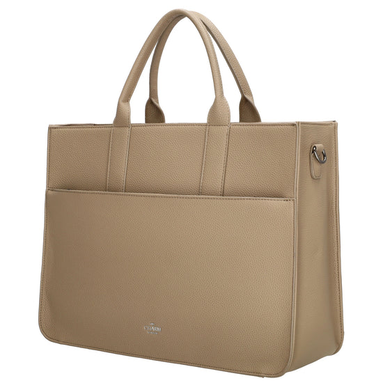 Shopper 40x29,5cm in Helltaupe mit Reißverschluss und Kurzgriff - leder-accessoires.com
