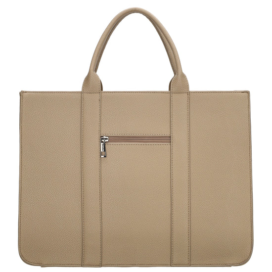 Shopper 40x29,5cm in Helltaupe mit Reißverschluss und Kurzgriff - leder-accessoires.com