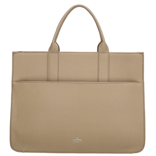 Shopper 40x29,5cm in Helltaupe mit Reißverschluss und Kurzgriff
