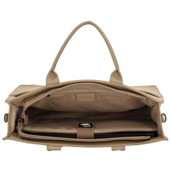 Shopper 40x29,5cm in Helltaupe mit Reißverschluss und Kurzgriff - leder-accessoires.com