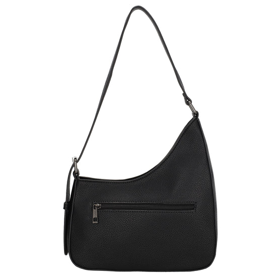 Schultertasche 25x27cm in Schwarz mit Reißverschluss und Wechselriemen - leder-accessoires.com