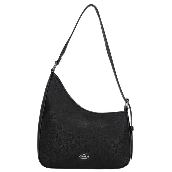 Schultertasche 25x27cm in Schwarz mit Reißverschluss und Wechselriemen - leder-accessoires.com
