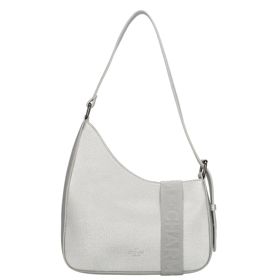 Schultertasche 25x27cm in Silber mit Reißverschluss und Wechselriemen - leder-accessoires.com