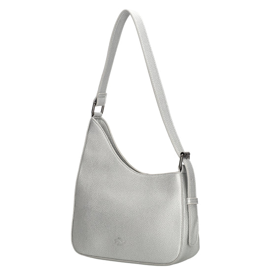 Schultertasche 25x27cm in Silber mit Reißverschluss und Wechselriemen - leder-accessoires.com