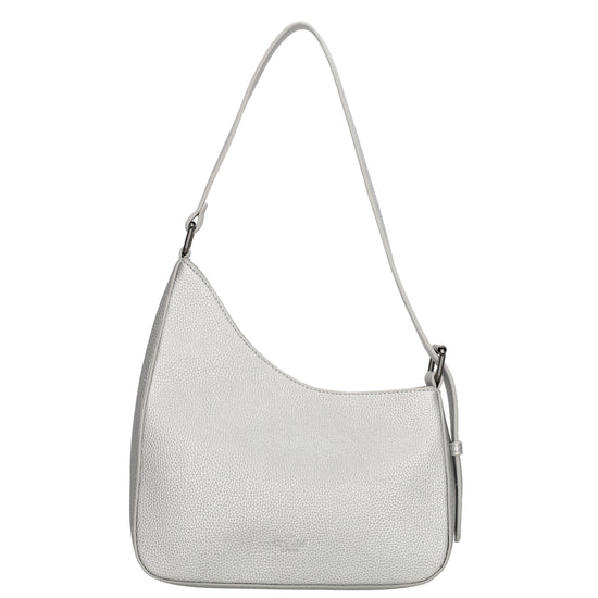 Schultertasche 25x27cm in Silber mit Reißverschluss und Wechselriemen - leder-accessoires.com