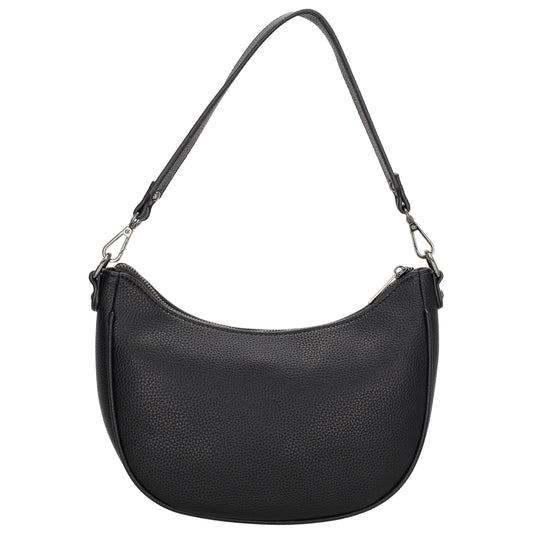 Schultertasche 25x20cm in Schwarz mit Reißverschluss und Wechselriemen