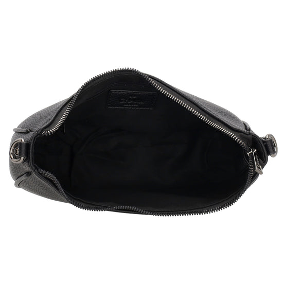 Schultertasche 25x20cm in Schwarz mit Reißverschluss und Wechselriemen - leder-accessoires.com