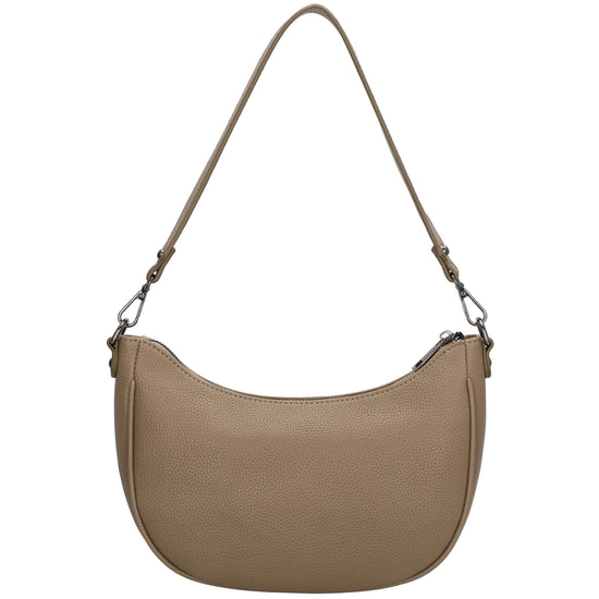 Schultertasche 25x20cm in Taupe mit Reißverschluss und Wechselriemen - leder-accessoires.com
