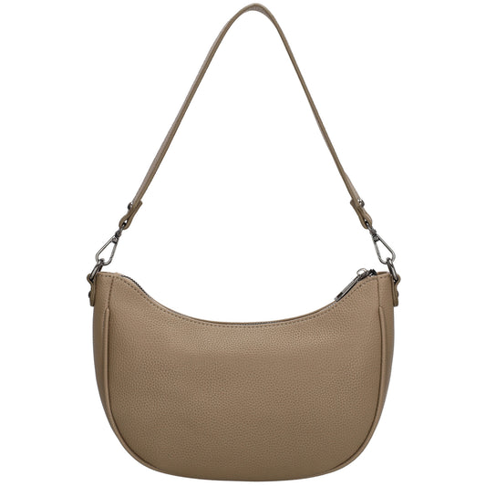 Schultertasche 25x20cm in Taupe mit Reißverschluss und Wechselriemen