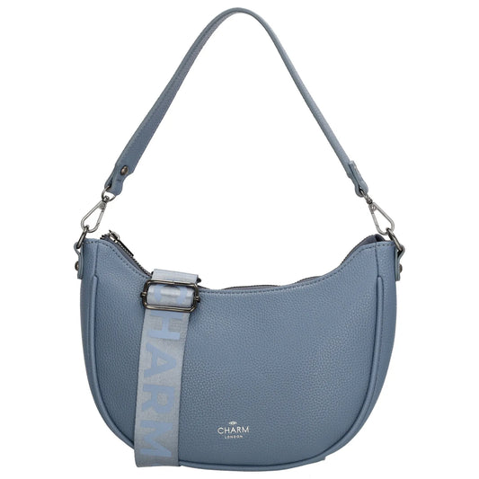 Schultertasche 25x20cm in Jeans mit Reißverschluss und Wechselriemen