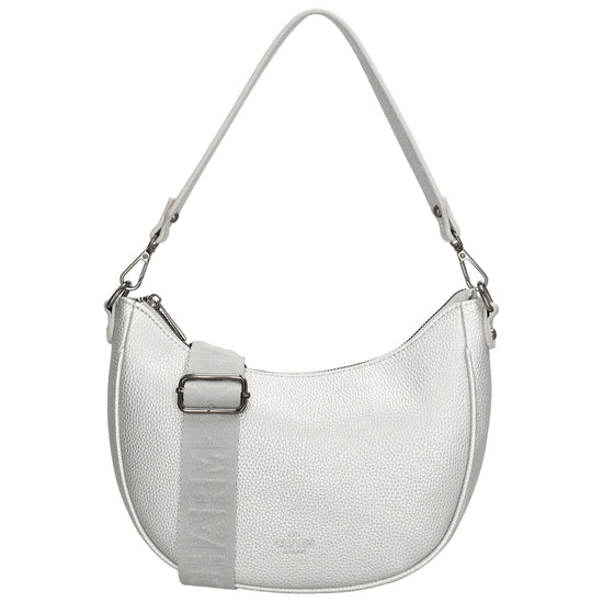 Schultertasche 25x20cm in Silber mit Reißverschluss und Wechselriemen - leder-accessoires.com