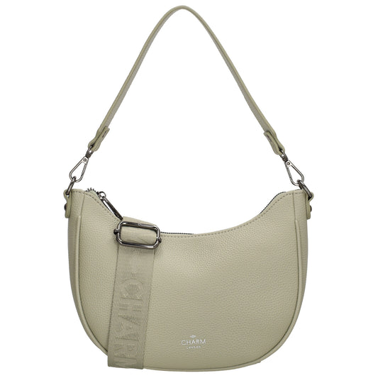 Schultertasche 25x20cm in Hellgrün mit Reißverschluss und Wechselriemen