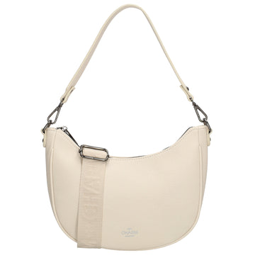 Schultertasche 25x20cm in Creme mit Reißverschluss und Wechselriemen