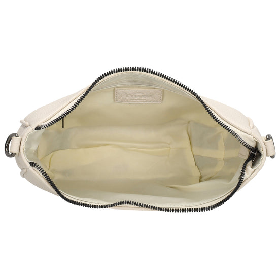 Schultertasche 25x20cm in Creme mit Reißverschluss und Wechselriemen - leder-accessoires.com