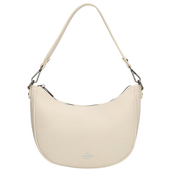 Schultertasche 25x20cm in Creme mit Reißverschluss und Wechselriemen - leder-accessoires.com