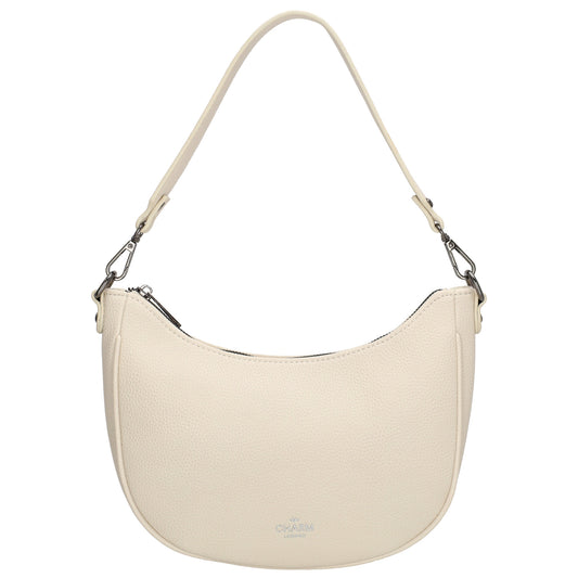 Schultertasche 25x20cm in Creme mit Reißverschluss und Wechselriemen