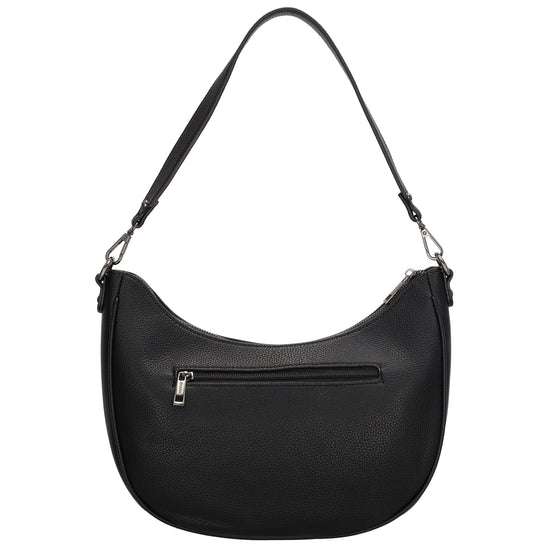 Schultertasche 37x37cm in Schwarz mit Reißverschluss und Wechselriemen - leder-accessoires.com