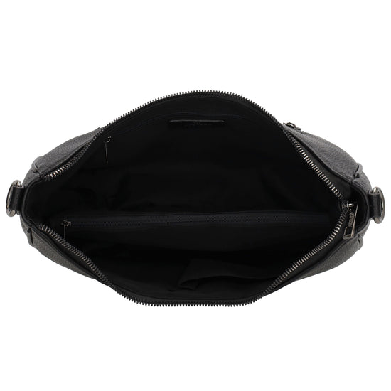 Schultertasche 37x37cm in Schwarz mit Reißverschluss und Wechselriemen - leder-accessoires.com