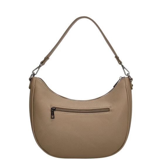Schultertasche 37x37cm in Taupe mit Reißverschluss und Wechselriemen - leder-accessoires.com