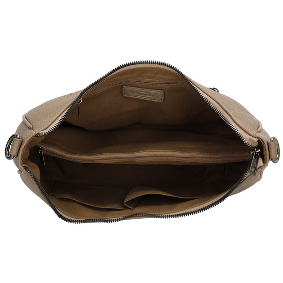 Schultertasche 37x37cm in Taupe mit Reißverschluss und Wechselriemen - leder-accessoires.com