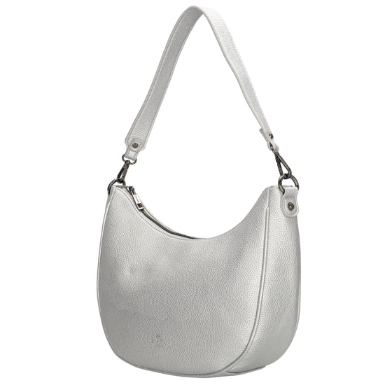 Schultertasche 37x37cm in Silber mit Reißverschluss und Wechselriemen - leder-accessoires.com