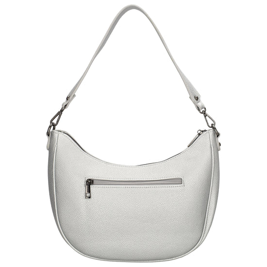Schultertasche 37x37cm in Silber mit Reißverschluss und Wechselriemen - leder-accessoires.com