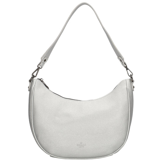 Schultertasche 37x37cm in Silber mit Reißverschluss und Wechselriemen - leder-accessoires.com