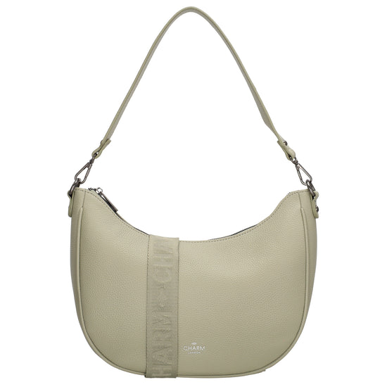 Schultertasche 37x37cm in Hellgrün mit Reißverschluss und Wechselriemen - leder-accessoires.com