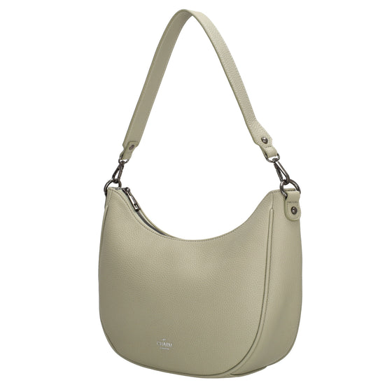 Schultertasche 37x37cm in Hellgrün mit Reißverschluss und Wechselriemen - leder-accessoires.com