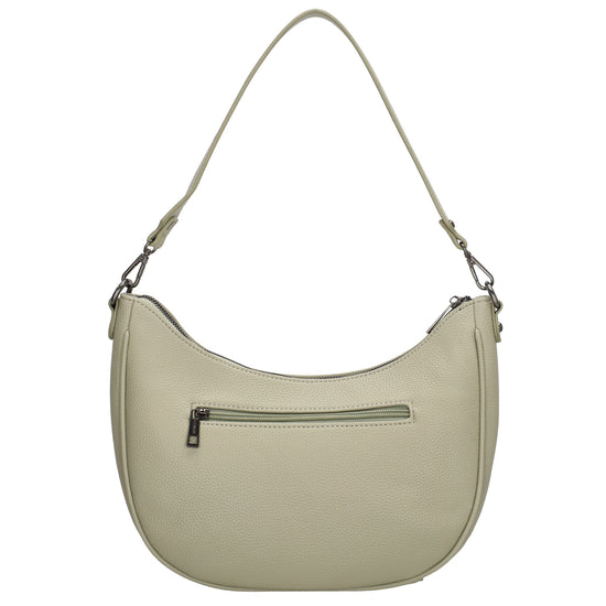 Schultertasche 37x37cm in Hellgrün mit Reißverschluss und Wechselriemen - leder-accessoires.com