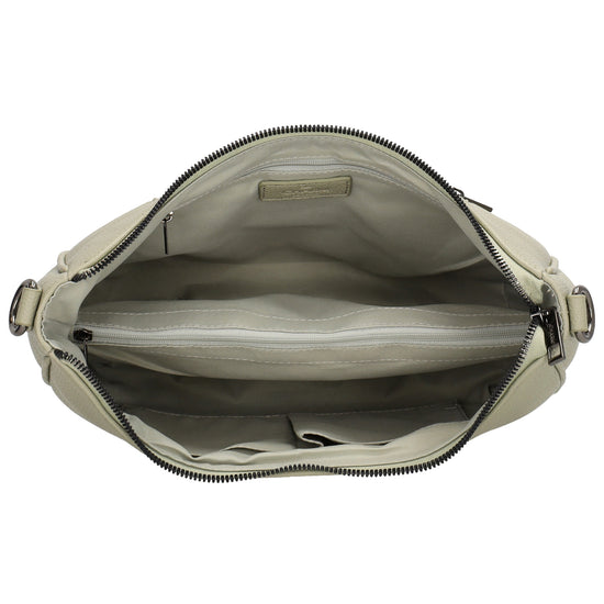 Schultertasche 37x37cm in Hellgrün mit Reißverschluss und Wechselriemen - leder-accessoires.com