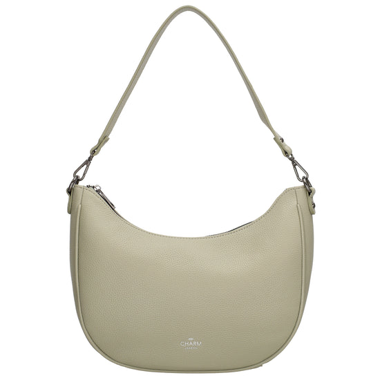 Schultertasche 37x37cm in Hellgrün mit Reißverschluss und Wechselriemen - leder-accessoires.com