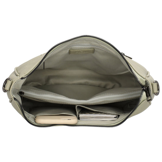 Schultertasche 37x37cm in Hellgrün mit Reißverschluss und Wechselriemen - leder-accessoires.com