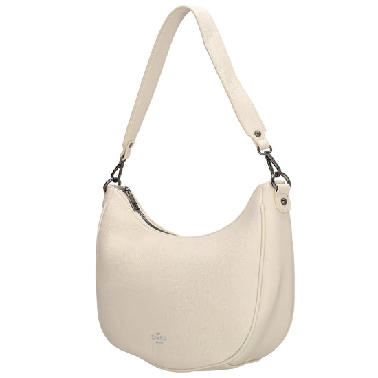 Schultertasche 37x37cm in Creme mit Reißverschluss und Wechselriemen - leder-accessoires.com